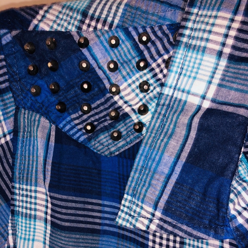 Torrid plaid button down with studs/stones